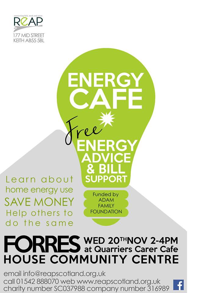 Quarriers Carer Cafe - Energy Cafe (Forres) @ Forres House Community Centre