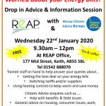 Energy Drop in Advice & Information Session with REAP and Moray Citizens Advice Bureau @ REAP Office
